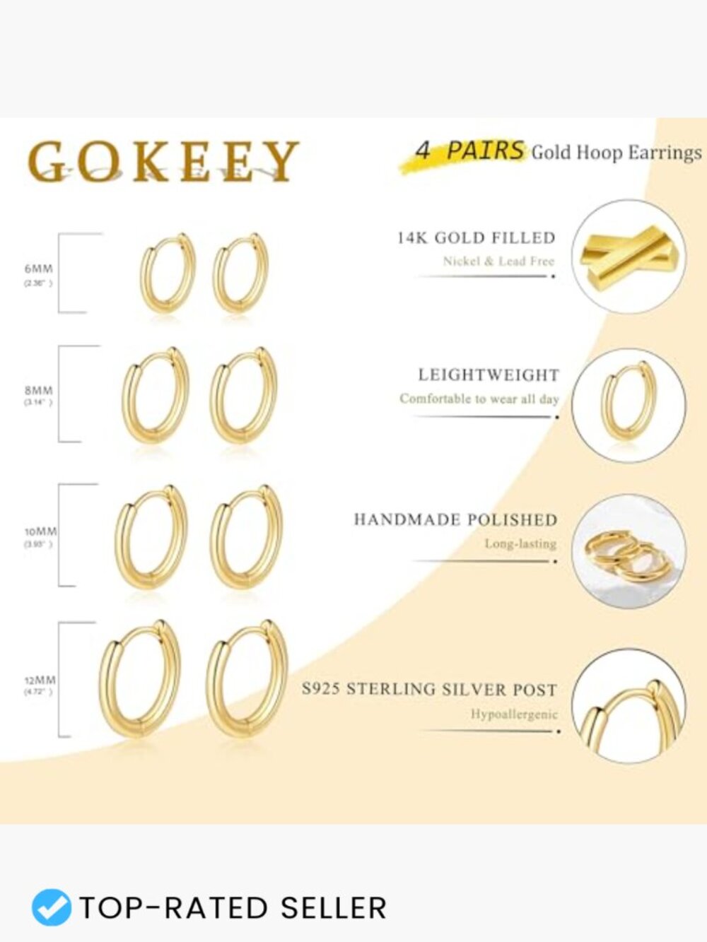 Small Gold Huggie Hoop Earrings Set Hypoallergenic Stacking Multiple Piercings - Picture 4 of 7